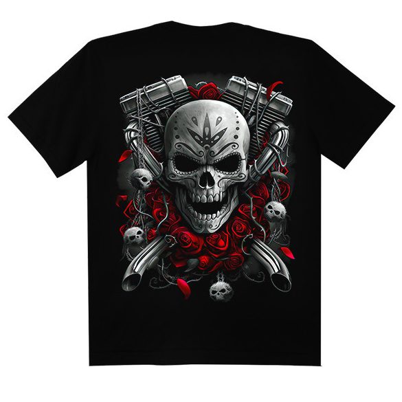 Motoros póló - Skull Head V2 - DarkRiderCo.