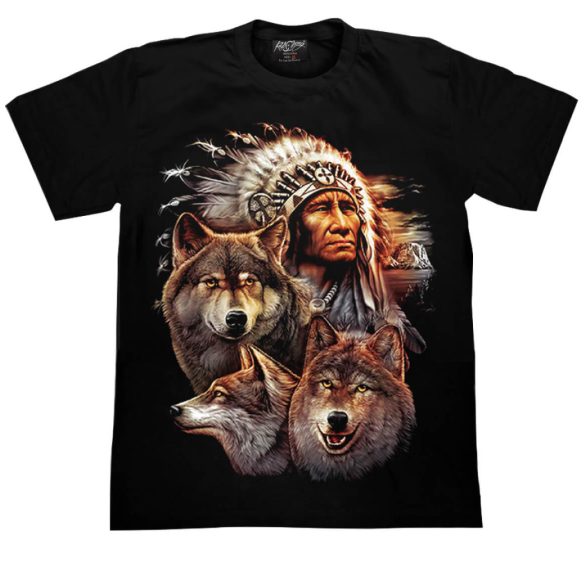 Indian with Wolves T-shirt