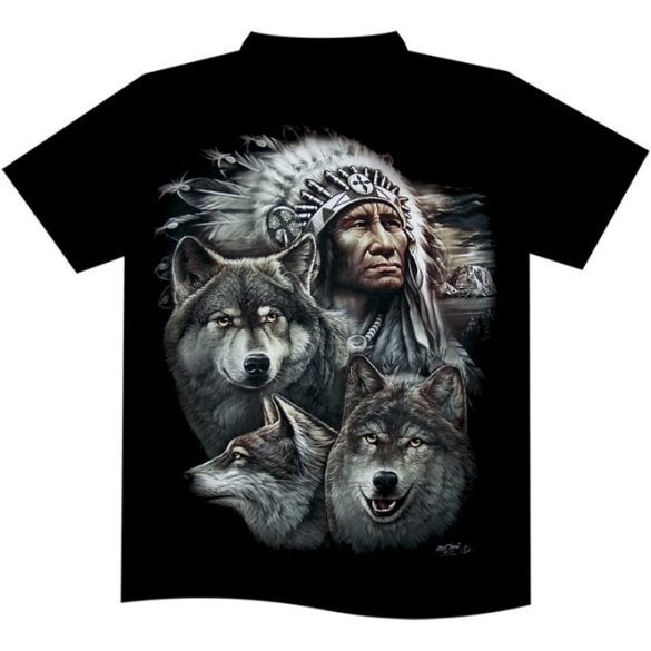 Indian with Wolves T-shirt
